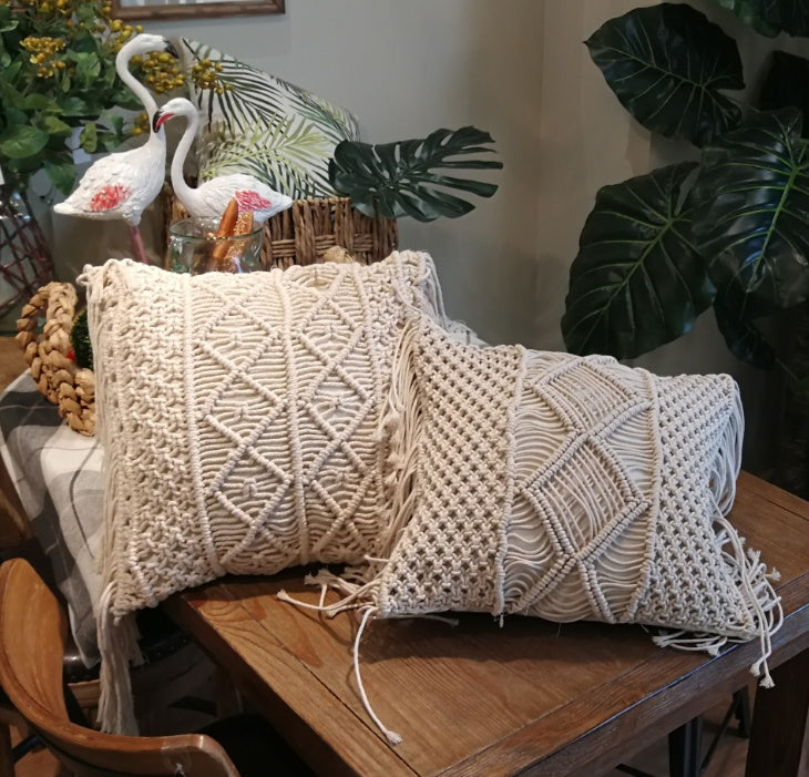 Bohemian Hand-woven Macrame Cotton Cushion Cover